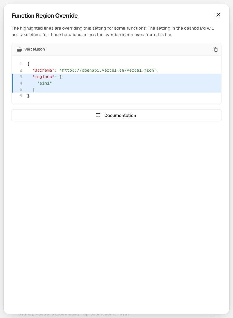 vercel.json 內容 regions: [sin1]